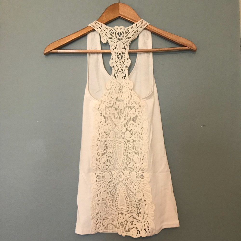 New, White Lace Back tank